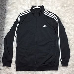 Black Adidas 3-striped zip up jacket